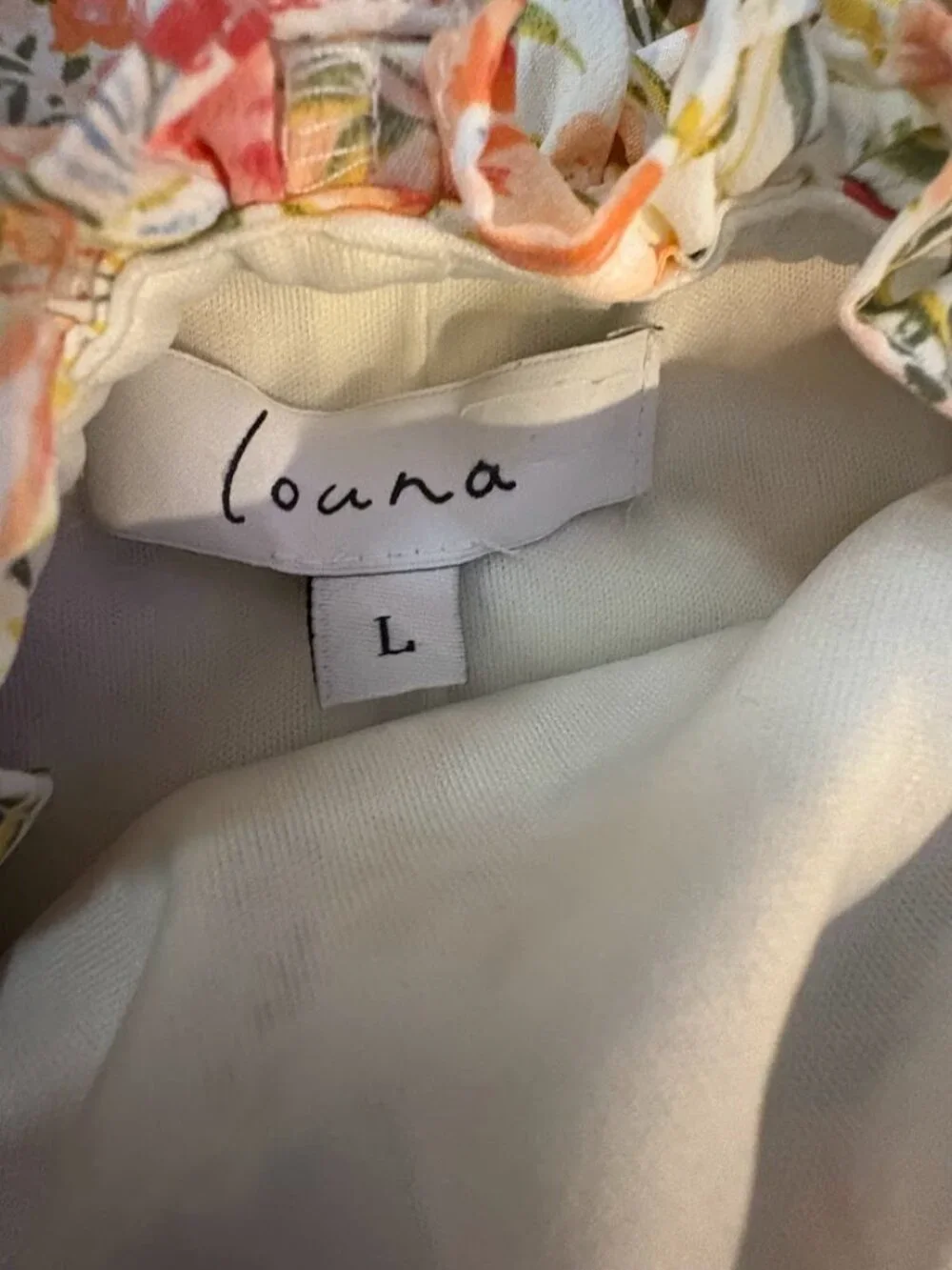 Louna Floral Maxi Dress, Size L, Ivory Peach